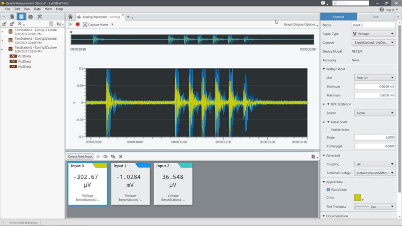 LabVIEW NXG provides an interactive environment to start acquiring data quickly with easy access to hardware configurations, specifications, and documentation - this reduces system setup time